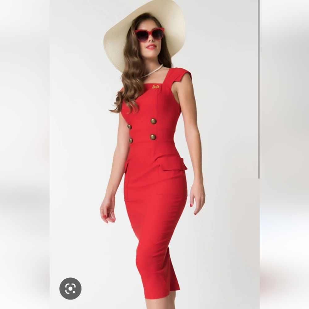 unique vintage x barbie 1961 collab mini red dress